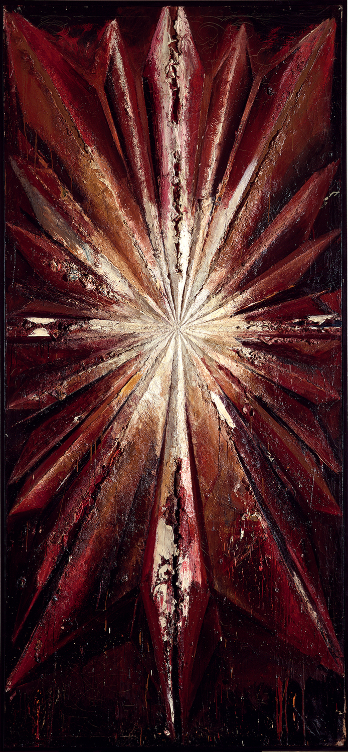 Artwork that looks like a burst of light.
